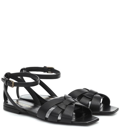 st laurent tribute leather sandals